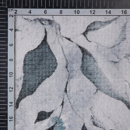 Grey Leaf Pattern Digital Print Kota Doria Fabric