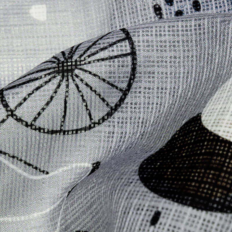 Gray Object Pattern Digital Print Kota Doria Fabric - Fabcurate
