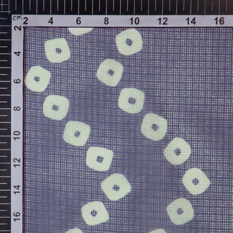 Slateblue Bandhani Pattern Digital Print Kota Doria Fabric - Fabcurate