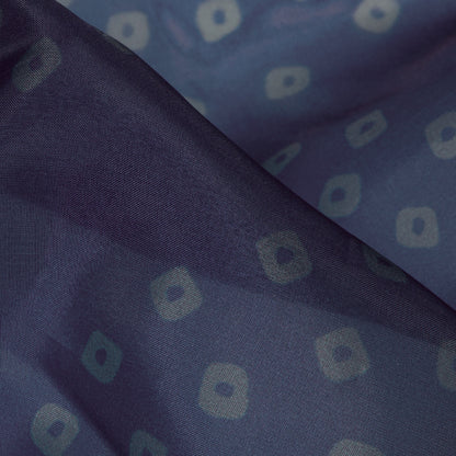 Royal Blue Bandhanii Pattern Digital Print Organza Satin Fabric