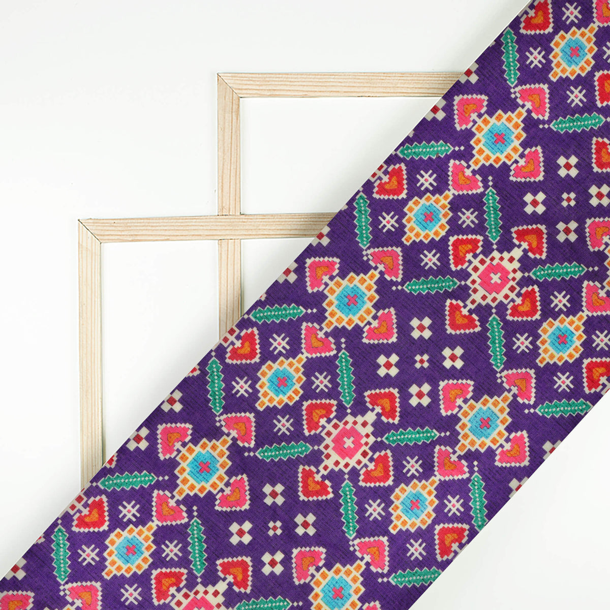 Purple Patolaa Pattern Digital Print Rayon Fabric