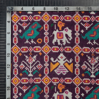 Purple Patola Pattern Digital Print Rayon Fabric - Fabcurate