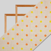 Cream Polka Pattern Digital Print American Crepe Fabric - Fabcurate