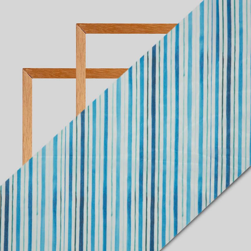 Blue Stripes Pattern Digital Print American Crepe Fabric - Fabcurate