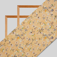 Pastel Orange Floral Pattern Digital Print American Crepe Fabric - Fabcurate