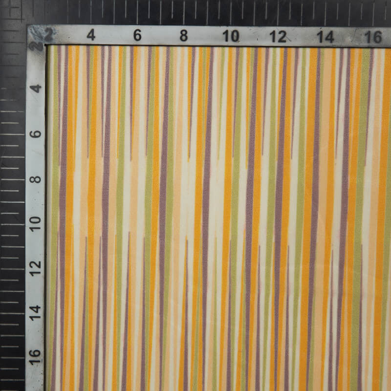 Pastel Orange Stripes Pattern Digital Print American Crepe Fabric - Fabcurate