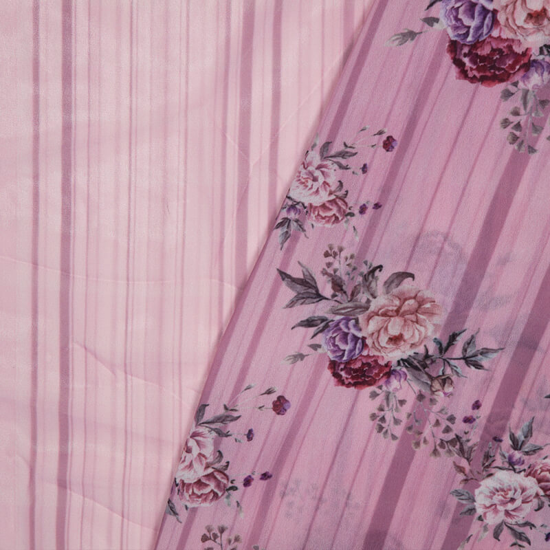 Pastel Pink Stripes Pattern Digital Print American Crepe Fabric - Fabcurate