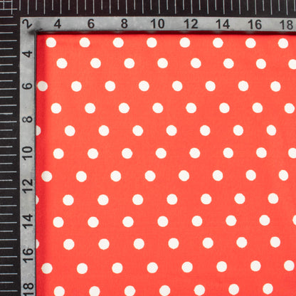 Red And White Polka Dot Digital Print Japan Satin Fabric