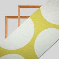 White And Olive Polka Dots Digital Print Japan Satin Fabric - Fabcurate