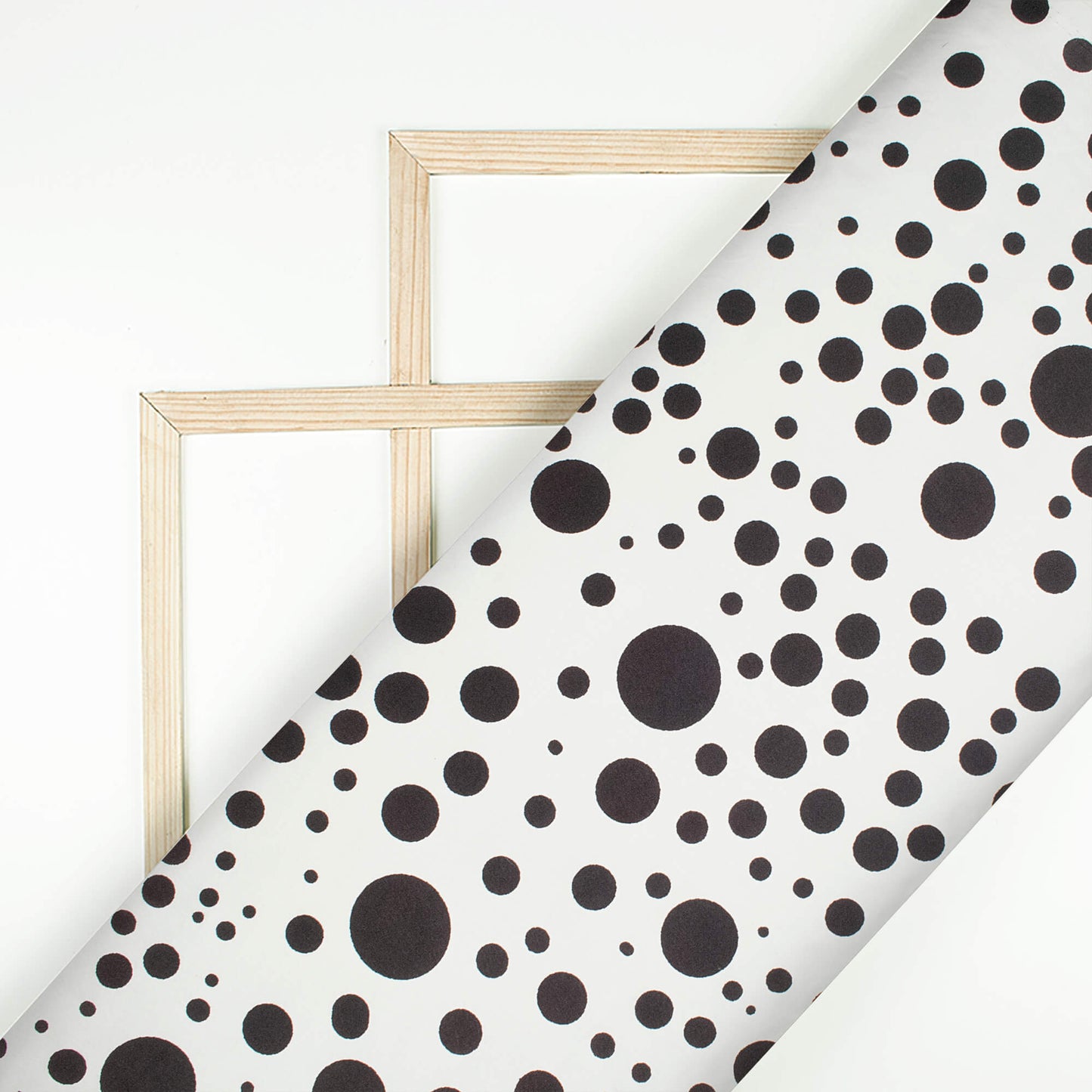 Black And White Polka Dot Digital Print Japan Satin Fabric