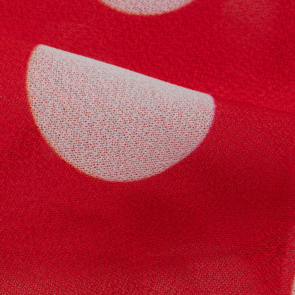 Red And White Polka Dots Digital Print Georgette Fabric