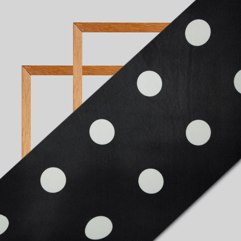 Black And White Polka Dots Digital Print Georgette Fabric - Fabcurate