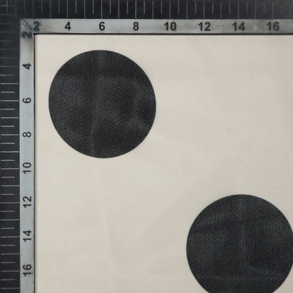 Black And Off White Polka Dots Digital Print Georgette Fabric