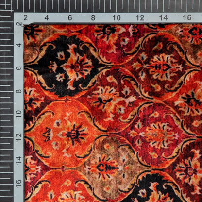 Red Trellis Pattern Digital Print Velvet Fabric (Width 54 inches) - Fabcurate