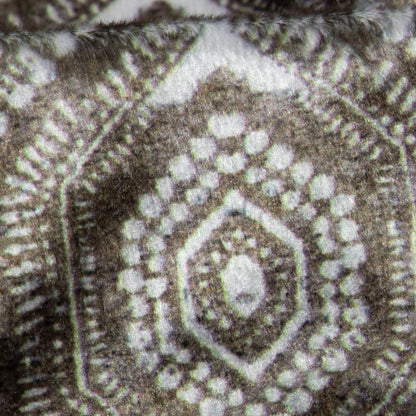 White And Grey Geometric Pattern Digital Print Velvet Fabric (Width 54 inches) - Fabcurate