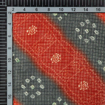 Red And Orange Bandhani Pattern Digital Print Kota Doria Fabric - Fabcurate