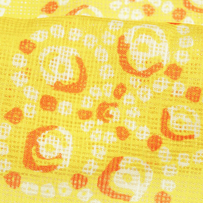 Lemon Yellow Bandhani Pattern Digital Print Kota Doria Fabric - Fabcurate