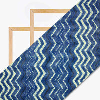 Royal Blue And White Leheriya Pattern Digital Print Kota Doria Fabric - Fabcurate