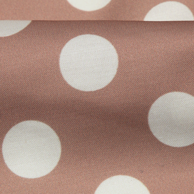 Light Brown And Cream Polka Dots Digital Print Modal Satin Fabric - Fabcurate