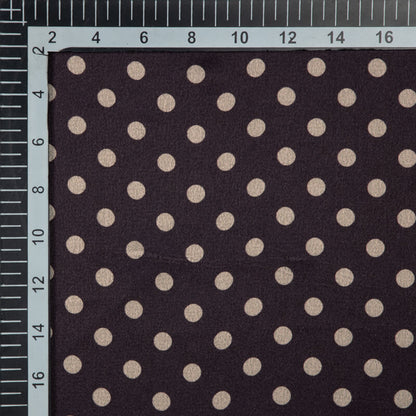 Purple Polka And Beige Dot Digital Print Japan Satin Fabric - Fabcurate