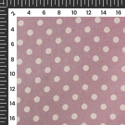 Lavender Purple And Bone White Polka Dots Digital Print Japan Satin Fabric