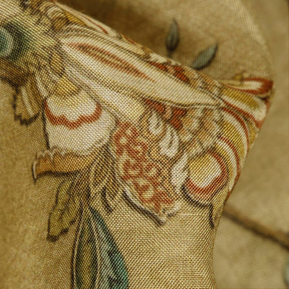 Brown Floral Pattern Digital Print Viscose Muslin Fabric