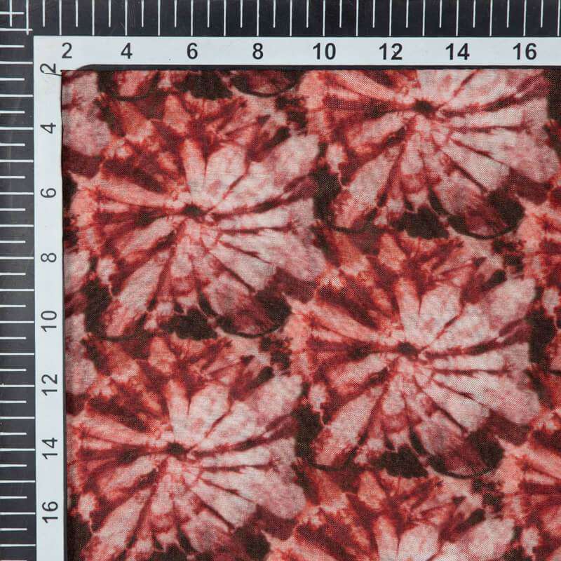 Red Batik Pattern Digital Print Viscose Muslin Fabric - Fabcurate
