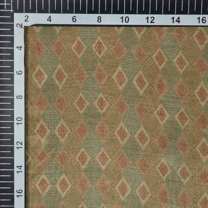 Beige Geometric Pattern Digital Print Viscose Muslin Fabric - Fabcurate