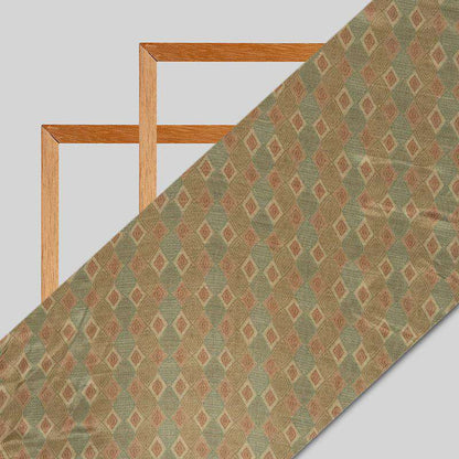 Beige Geometric Pattern Digital Print Viscose Muslin Fabric - Fabcurate