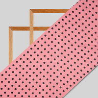 Pink And Black Polka Pattern Digital Print Viscose Muslin Fabric