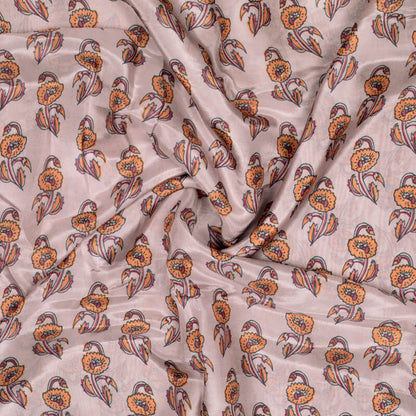 Light Grey Floral Pattern Digital Print Viscose Uppada Silk Fabric - Fabcurate