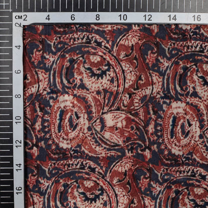 Dark Brown Kalamkrii Pattern Digital Print Viscose Uppada Silk Fabric