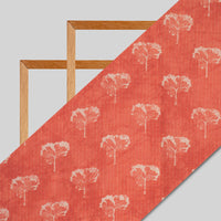 Orange Floral Pattern Digital Print Viscose Uppada Silk Fabric