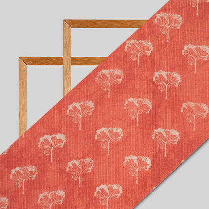 Orange Floral Pattern Digital Print Viscose Uppada Silk Fabric