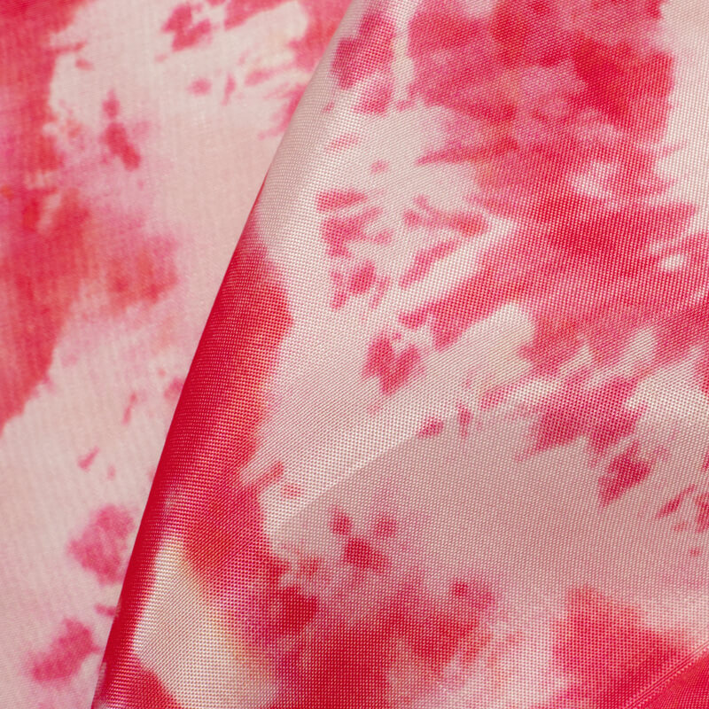 Dark Pink And White Shibori Pattern Digital Print Viscose Uppada Silk Fabric - Fabcurate