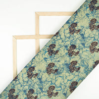 Royal Blue And Cream Abstract Pattern Digital Print Viscose Uppada Silk Fabric