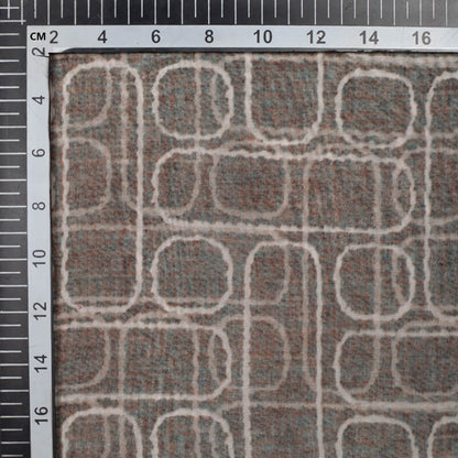 Light Grey Geometric Pattern Digital Print Viscose Uppada Silk Fabric - Fabcurate