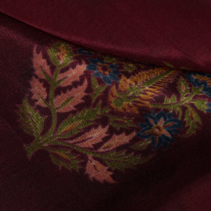 Maroon Mughal Pattern Digital Print Viscose Uppada Silk Fabric - Fabcurate