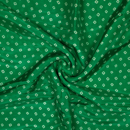 Green Bandhani Pattern Digital Print Viscose Uppada Silk Fabric - Fabcurate