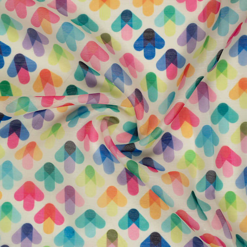Multicolor Geometric Pattern Digital Print Chiffon Fabric - Fabcurate