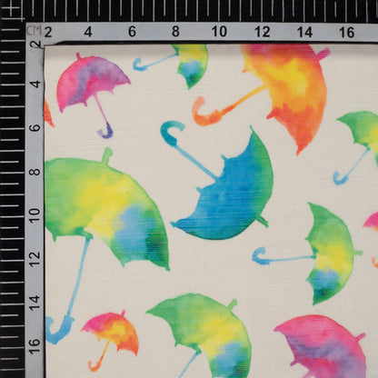 Multicolor Umbrella Pattern Digital Print Chiffon Fabric - Fabcurate