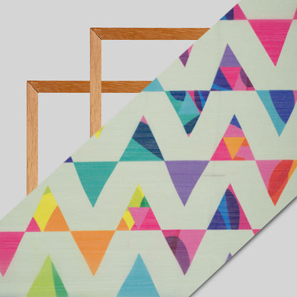 Multicolor Geometric Pattern Digital Print Chiffon Fabric - Fabcurate