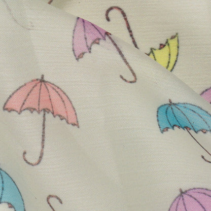 Multicolor Umbrella Pattern Digital Print Chiffon Fabric - Fabcurate