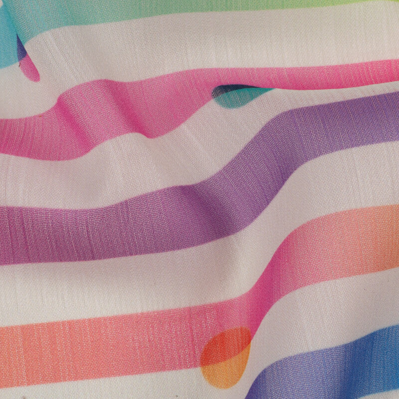 Multicolor Stripes Pattern Digital Print Chiffon Fabric - Fabcurate