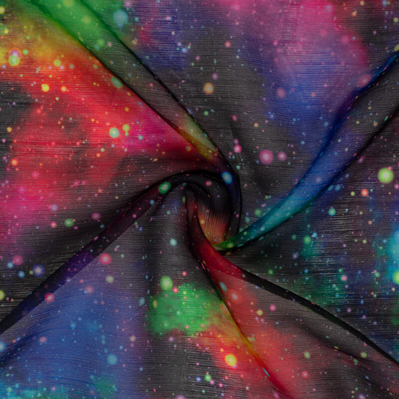Multicolor Abstract Pattern Digital Print Chiffon Fabric - Fabcurate