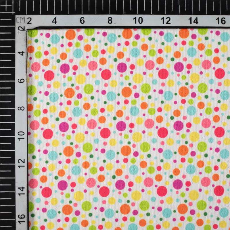 Multi-Color Polka Dots Pattern Digital Print Lycra Fabric (Width 58 Inches) - Fabcurate