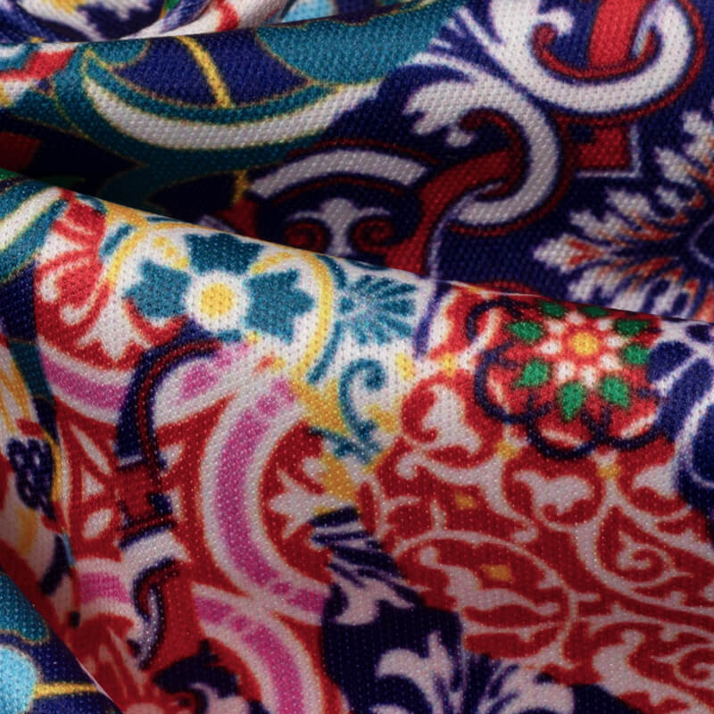 Multi-Color Ethnic Pattern Digital Print Lycra Fabric (Width 58 Inches) - Fabcurate