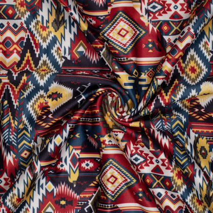 Maroon Abstract Pattern Digital Print Lycra Fabric (Width 58 Inches) - Fabcurate
