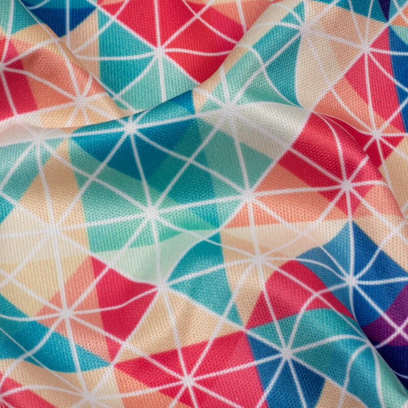 Multi-Color Geometric Pattern Digital Print Lycra Fabric (Width 58 Inches) - Fabcurate