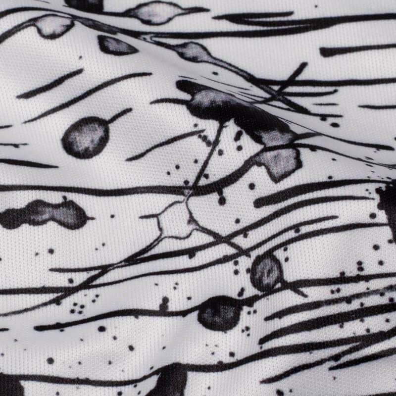 Black And White Abstract Pattern Digital Print Lycra Fabric (Width 58 Inches) - Fabcurate